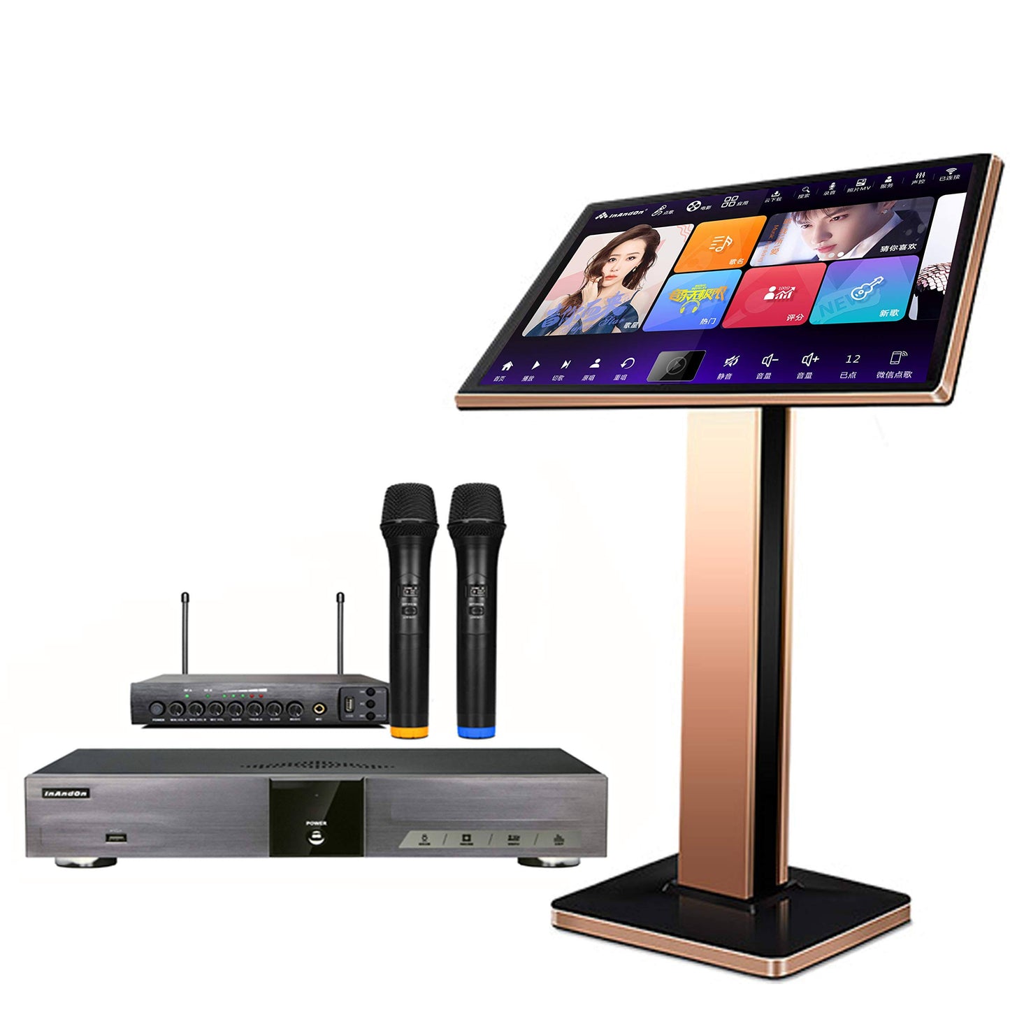 2023 New Chinese Karaoke Machine Inandon-Kv-V5 Max Karaoke Player, With Reverb Wireless Microphone, 22-Inch Capacitive Touch Screen Free Clo