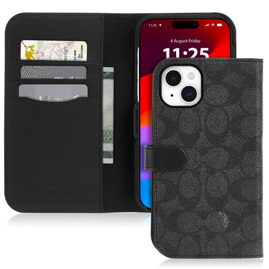 Wallet Folio Iphone 15 Plus Case, Compatible With Wireless Charging - Signature Charcoal