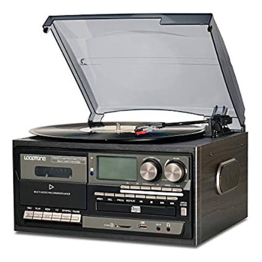 Vinyl Record Player 9 In 1 3 Speed Bluetooth Vintage Turntable Cd Cassette Player Am/Fm Radio Usb Recorder Aux-In Rca L