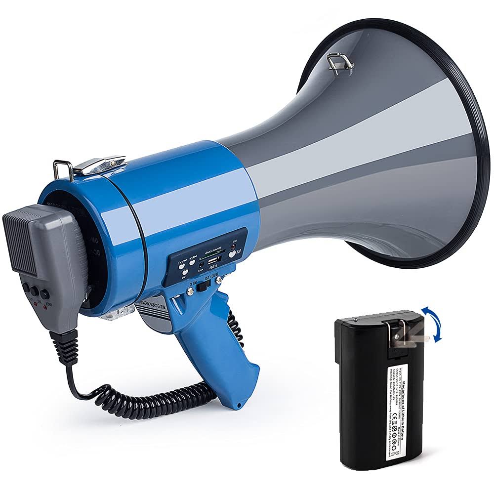 50 Watt Professional 15 Large Megaphone Bullhorn With Detachable Microphone, 240s Recording And Siren - Perfect For Indoor/Outdoor