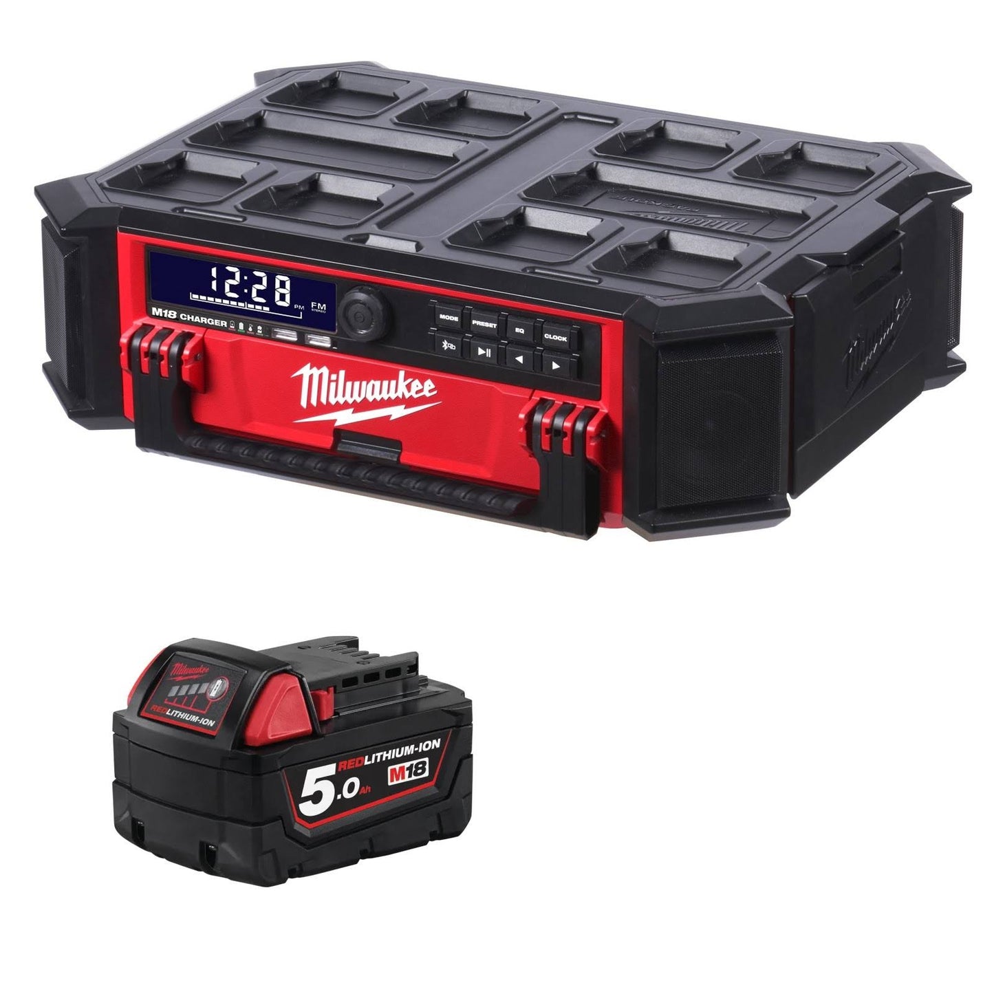 2950-20-2357-20 M18 Lithium-Ion Cordless Packout Radio/Speaker With Built-In Charger And Packout 3000 Lumens Led Light (2-Tool)