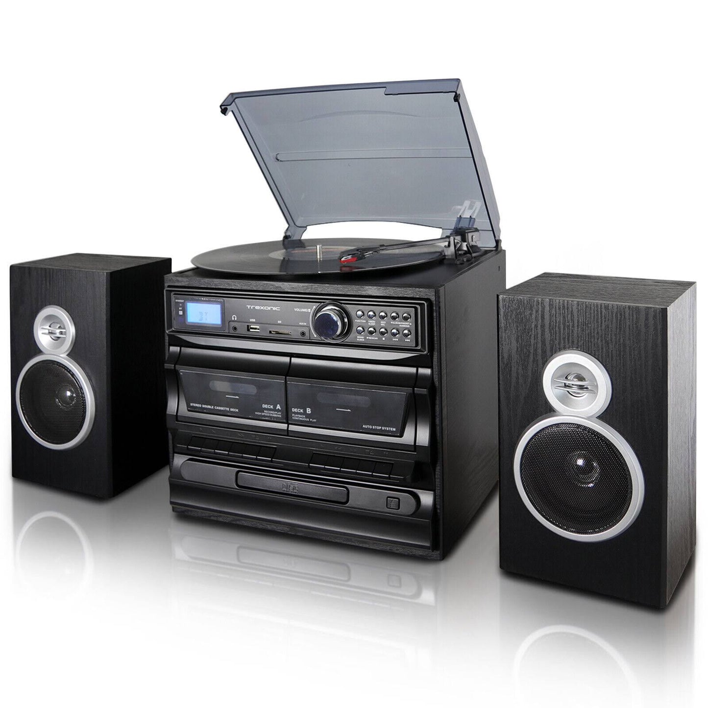 3-Speed Vinyl Turntable Home Stereo System