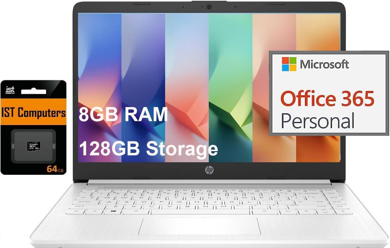 14 Ultra Light Laptop For Student & Home (Intel Quad-Core N4120, 8gb Ram, 128gb(64gb + 64gb Sd), 1-Year Office 365) 11-Hrs Long Battery Life,