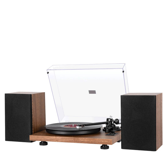 1 By One Bluetooth Turntable Hifi System With 36 Watt Bookshelf Speakers