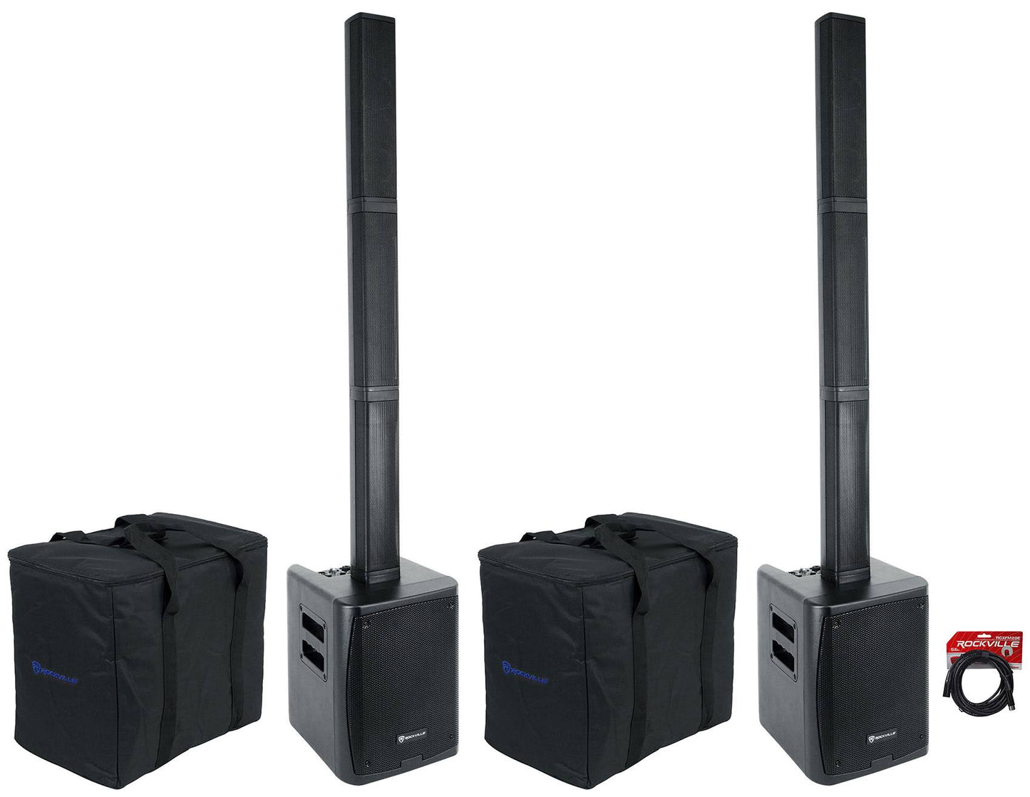 (2) Titan Portable Array Rechargeable Pa Dj Speakers W/8 Subwoofers