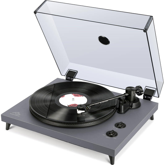 1 By One Rock Pigeon Vinyl Record Player, Belt-Drive Turntable With Speakers, Built-In Phono Preamp, Moving Magnetic Cartridge At-3600l, Rca Out, 2-