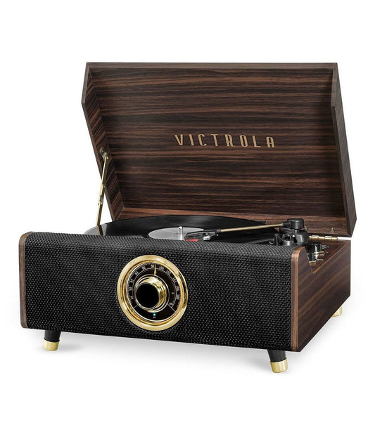 4-In-1 Highland Bluetooth Record Player With 3-Speed Turntable With Fm Radio