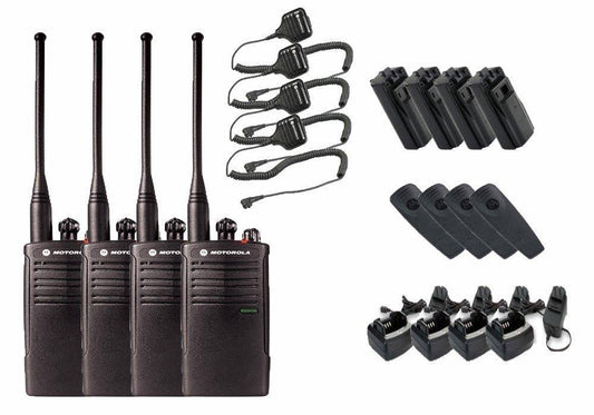 6 Pack Of Rdu4100 Two Way Radio Walkie Talkies With Speaker Mics And 6-Bank Charger