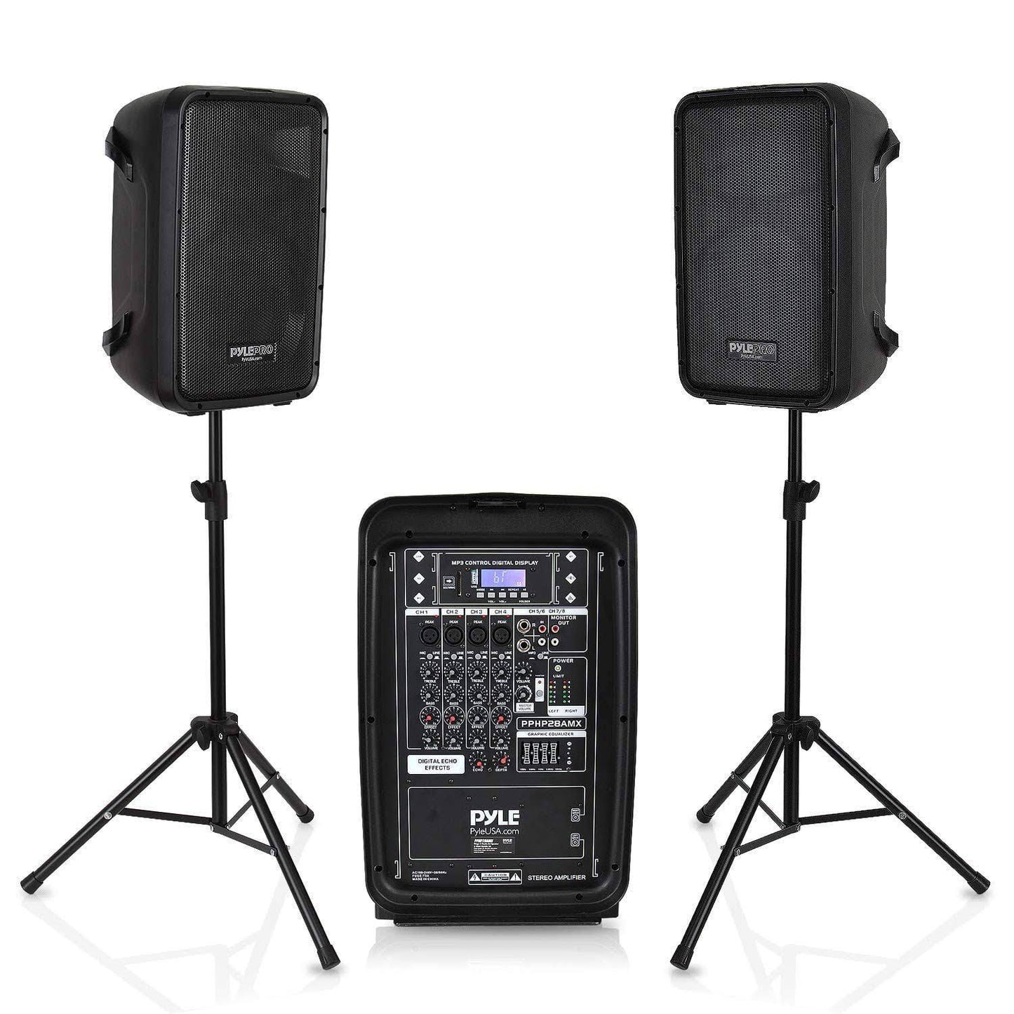 2 X Pphp28amx 8 Inch Bluetooth Pa Loud Speaker And 8 Channel Mixer (2 Pack)