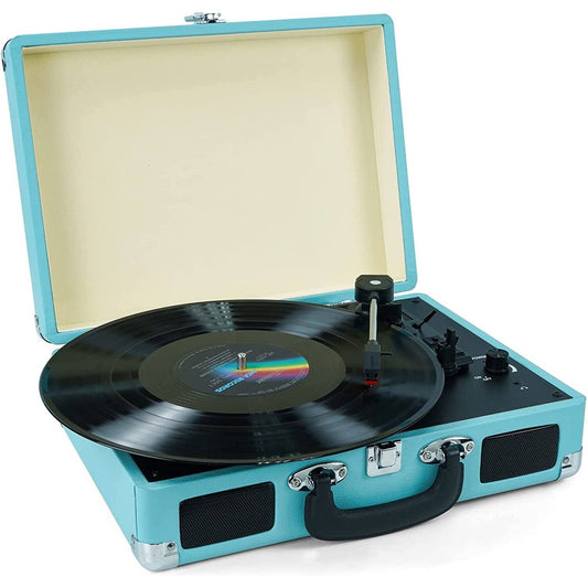 Vinyl Record Player, 3 Speeds Suitcase Portable Record Player With Built-In Speakers, Vintage Belt Driven Turntable With Rca Out